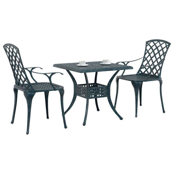 5-delt udendørs spisebordssæt 80x80x72 støbt aluminium