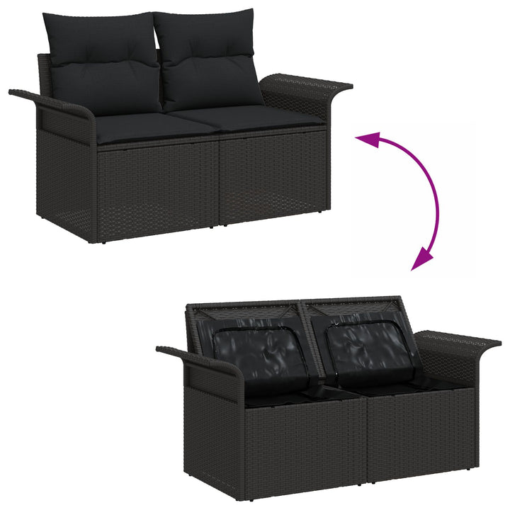 2-personers have sofa med opbevaring & puder Sort Poly Rattan