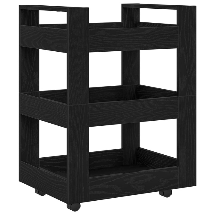 Køkkentrolley Sort Egetræ 60x45x80 cm Konstrueret Træ