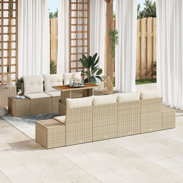 Have Sofa Sæt Sæt af 8 Beige, Hvid Rattan, Polyester, Skum