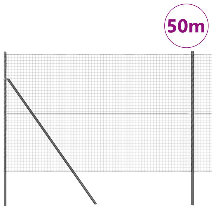 Welded Wire Fence med 13 Stolper Grå 1.4x50 m Stål