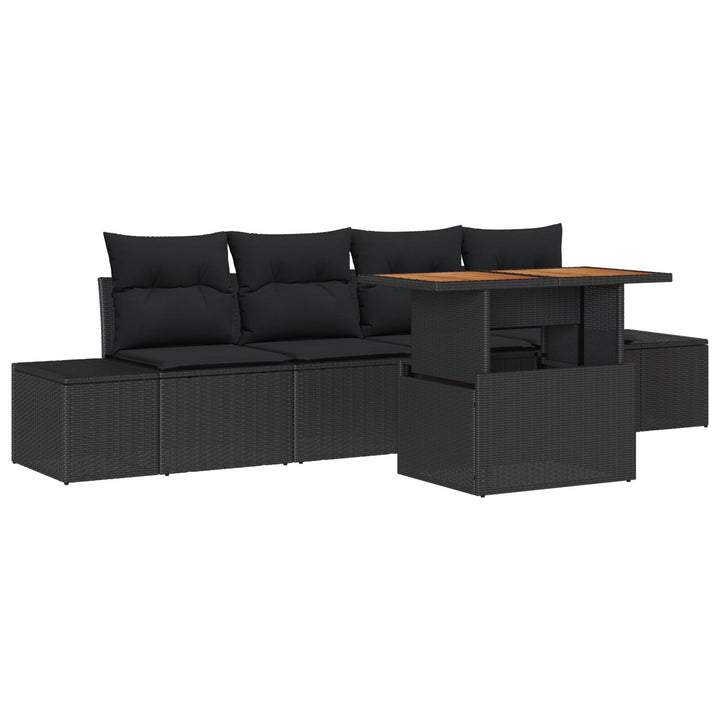 Have Sofa Sæt Sæt af 5 Sort Rattan, Stof 5-delt udendørs spisesæt