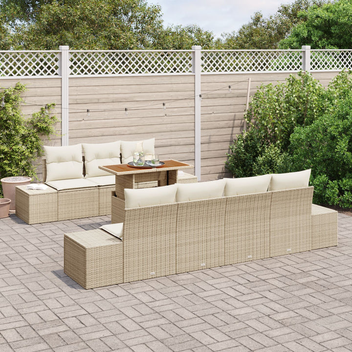 Have Sofa Sæt Sæt af 8 Beige, Hvid Rattan, Polyester, Skum