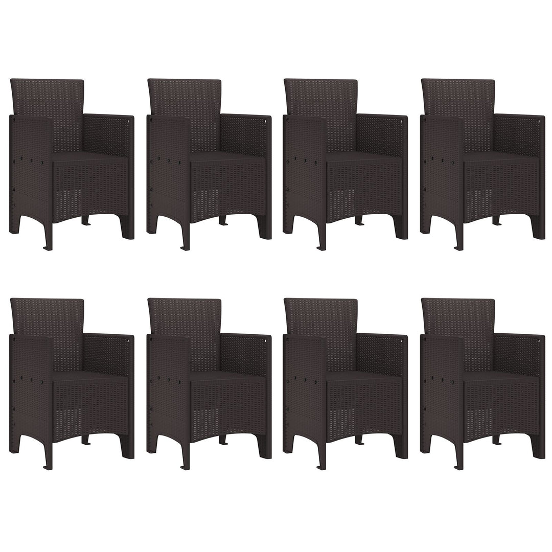 9 Delers Have Spisebord Sæt Brun Poly Rattan