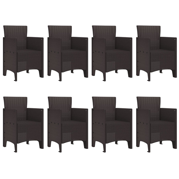 9 Delers Have Spisebord Sæt Brun Poly Rattan