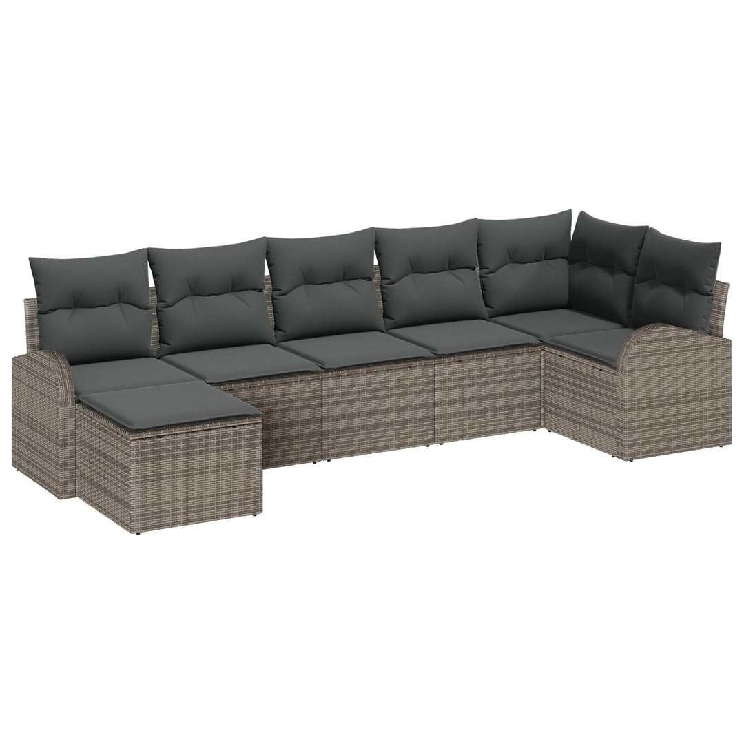 Have Sofa Sæt Sæt af 7 Grå Rattan, Polyester puder Have Sofa