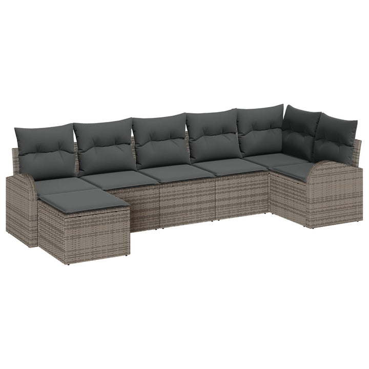 Have Sofa Sæt Sæt af 7 Grå Rattan, Polyester puder Have Sofa