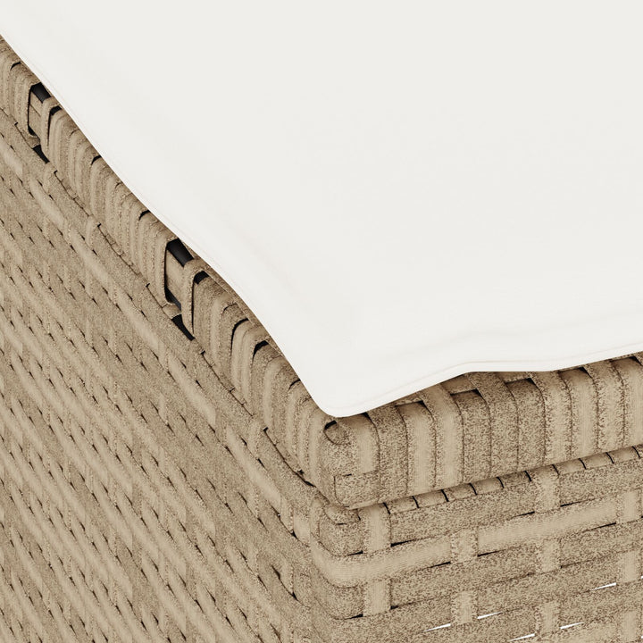 4-delt have spisebord sæt med puder beige poly rattan akacietræ