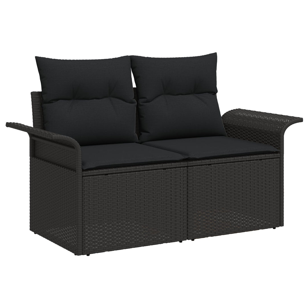 10 Styk Have Sofa Sæt med Puder Sort Poly Rattan Akacie