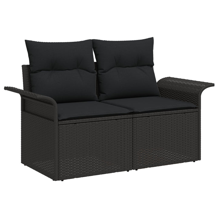 10 Styk Have Sofa Sæt med Puder Sort Poly Rattan Akacie