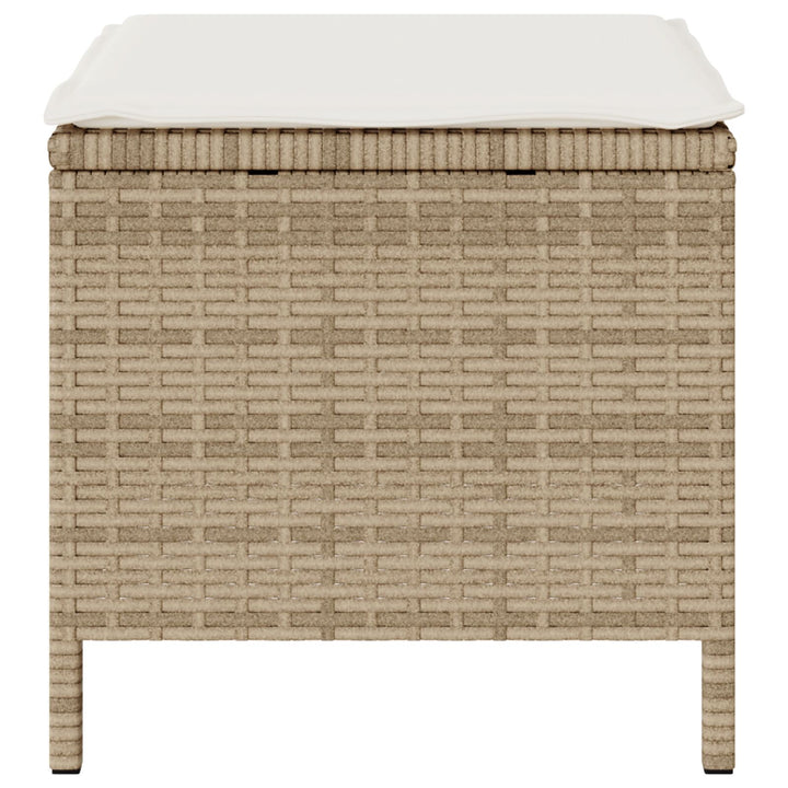 4-delt have spisebord sæt med puder beige poly rattan akacietræ