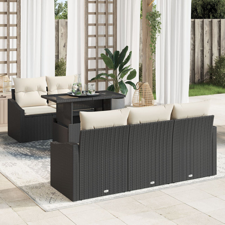 Havesofa sæt Sæt af 6 Sort og creme Rattan og polyester