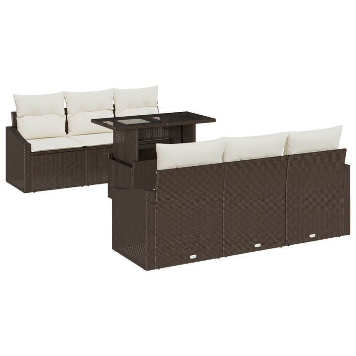 Have Sofa Sæt 7-delt Brun, Creme Rattan, Polyester Have Sofa Sæt