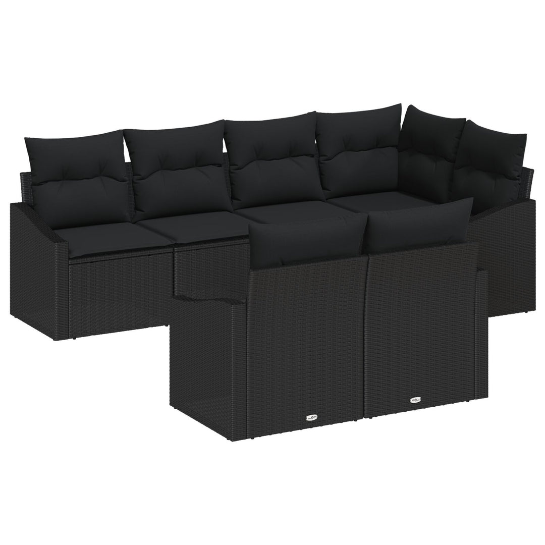 Have Sofa Sæt 7 Dele Sort Syntetisk Rattan, Polyester Puder