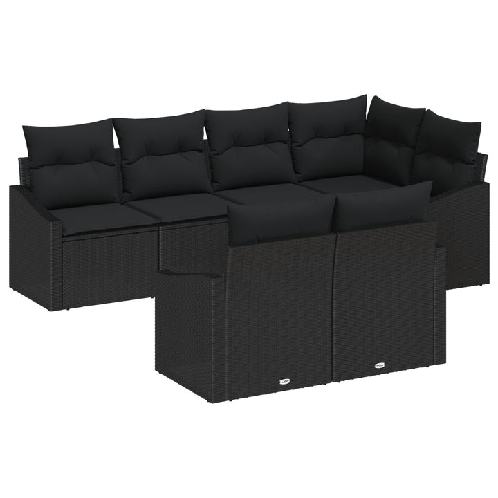 Have Sofa Sæt 7 Dele Sort Syntetisk Rattan, Polyester Puder