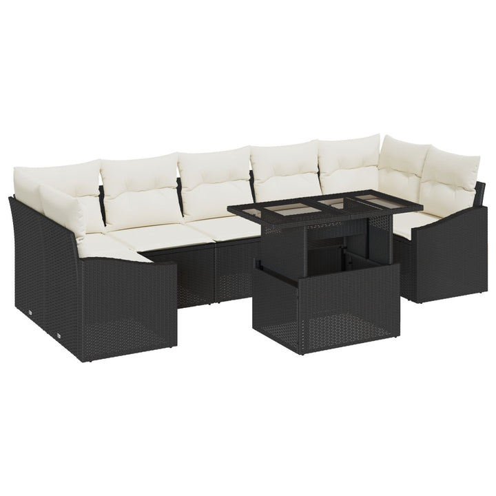 Have Sofa Sæt Sæt af 8 Sort Rattan, Polyester Udendørs Bord