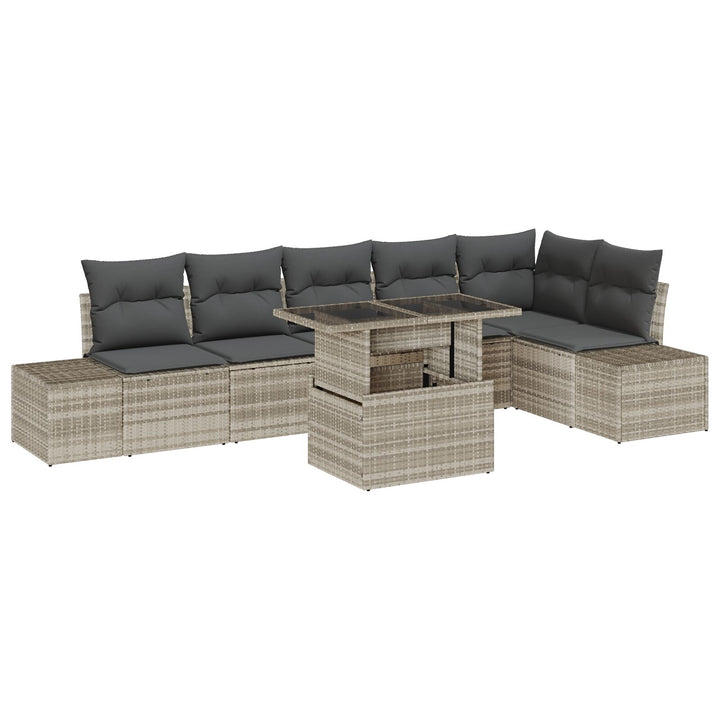Hav Sofa Sæt 7 Delt Beige Rattan Hav Sofa Sæt Rektangulær