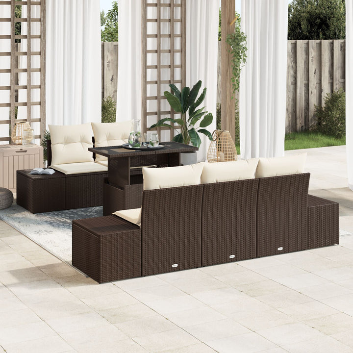 Have Sofa Sæt 6 Stykker Brun Poly rattan Udendørs Sofa Sæt