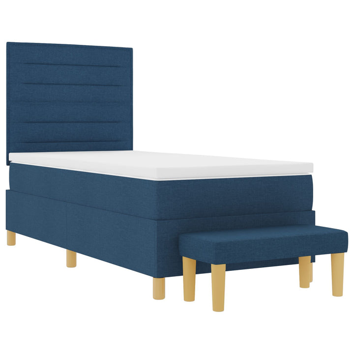 Sengestel med madras Sæt af 2 Blå Stof 90 x 190 cm Sengestel