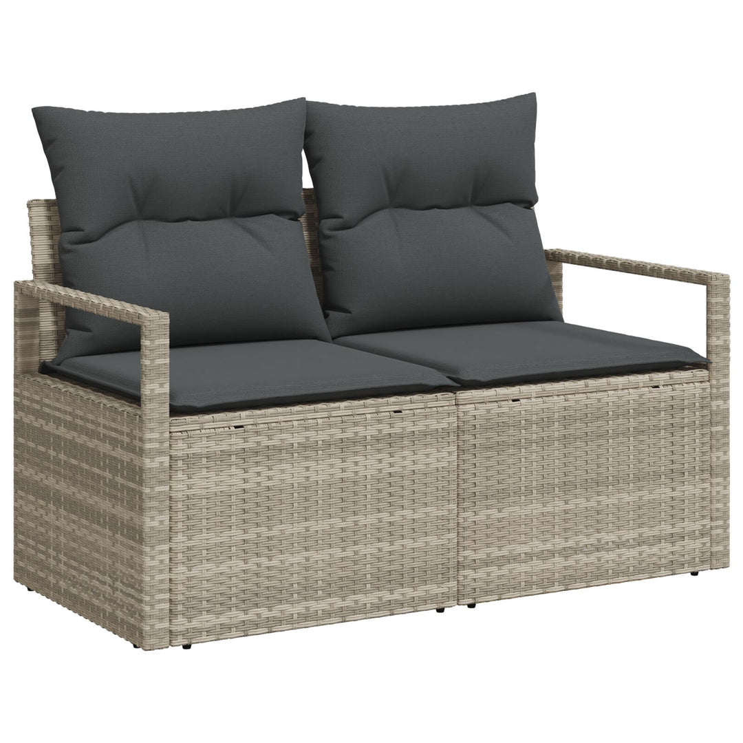 2-personers have sofa med puder grå poly rattan