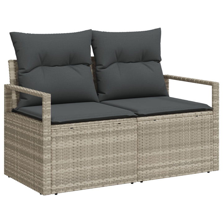 2-personers have sofa med puder grå poly rattan