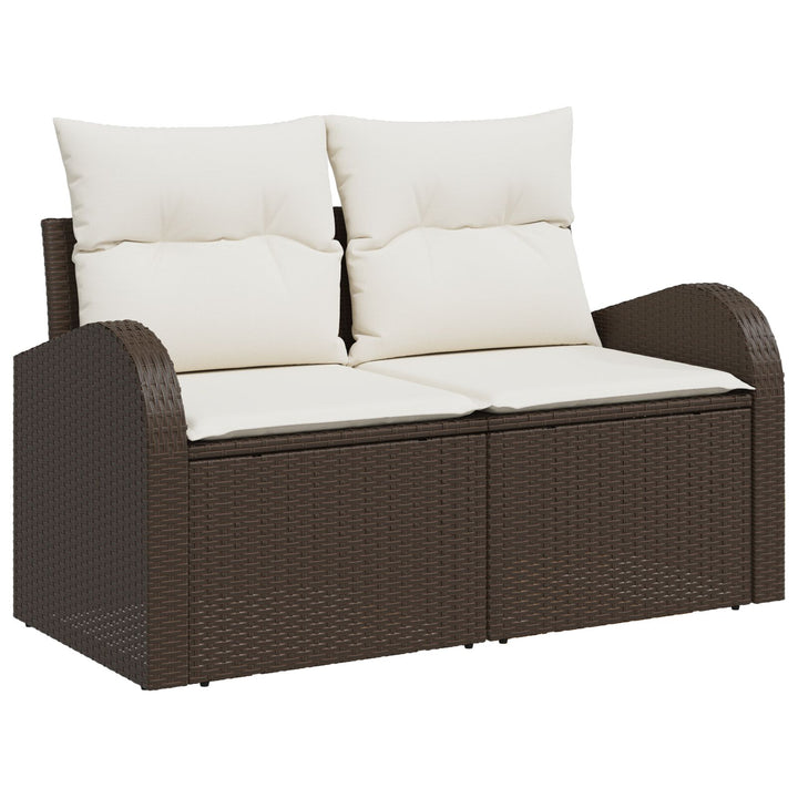 Have Sofa Sæt Sæt af 9 Hvid PE Rattan Have Sofa Sæt Rektangulær