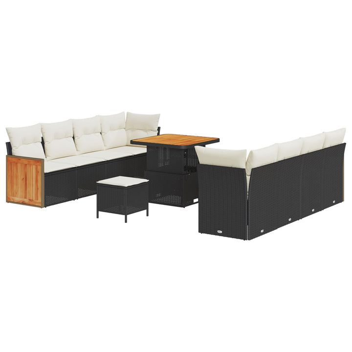 11-dels havesofa sæt med puder sort poly rattan akacia, vidaXL 2-personers havesofa med puder sort poly rattan, vidaXL 3-delt have spise sæt med puder sort poly rattan akacia