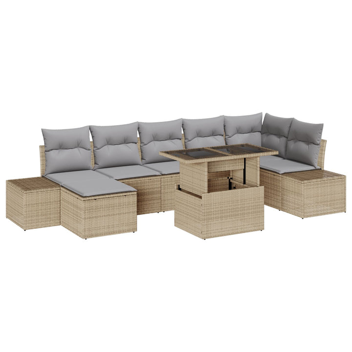 Have Sofa Sæt 8 Deler Beige, Grå Rattan, Polyester, Stål