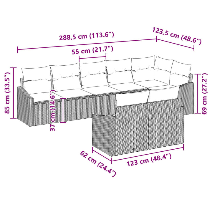Have Sofa Sæt Sæt af 8 Grå Rattan Have Sofa Sæt Rektangulær