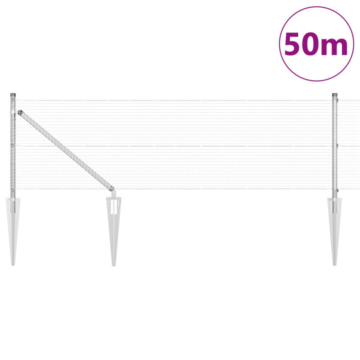 Welded Wire Fence med 13 Spike Posts 0.6x50 m Galvaniseret Stål