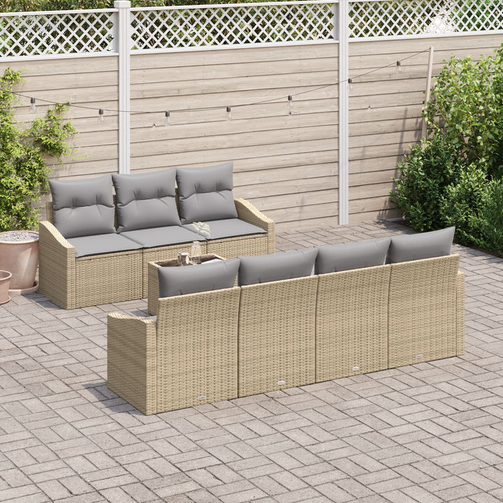 Have Sofa Sæt 8 dele Beige Rattan 8-delt have spisebord sæt