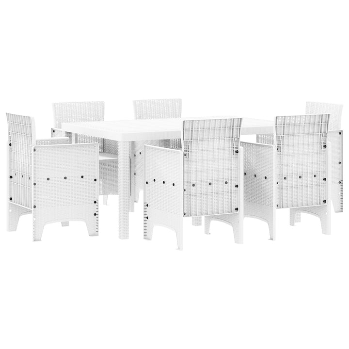7 delers have spisebord sæt Hvid Polyrattan