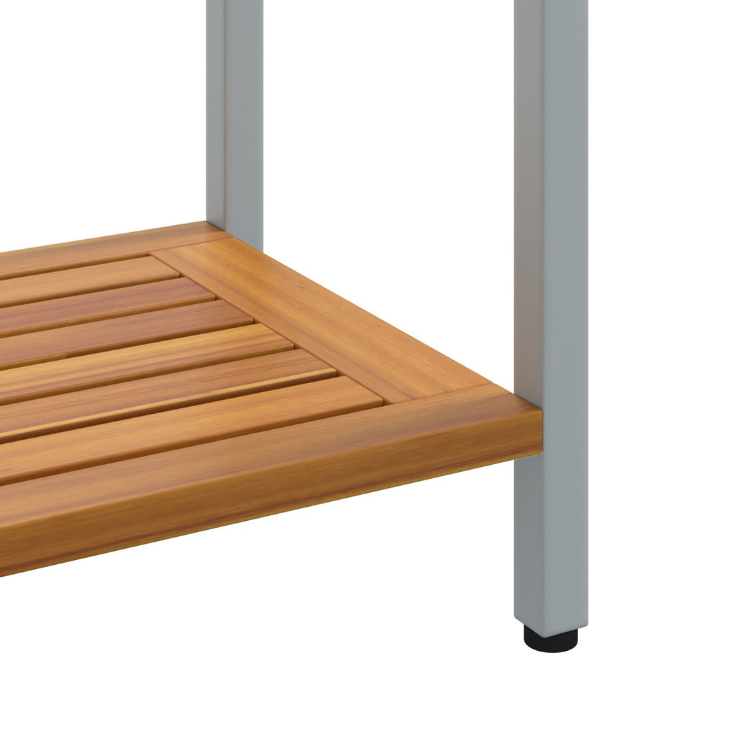 Udendørsbord Naturlig&Grå 35x80x75 cm Massivt Træ og Stål