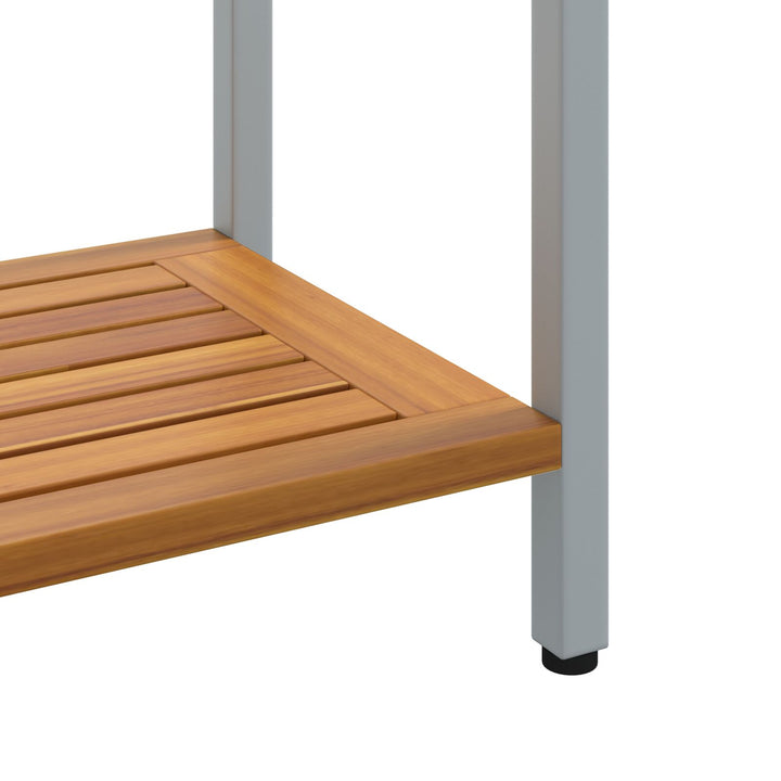 Udendørsbord Naturlig&Grå 35x80x75 cm Massivt Træ og Stål