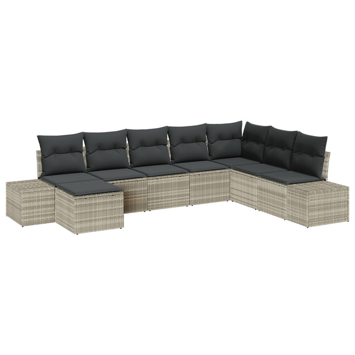 Have Sofa Sæt 8 Dele Lysegrå Rattan, Polyester puder