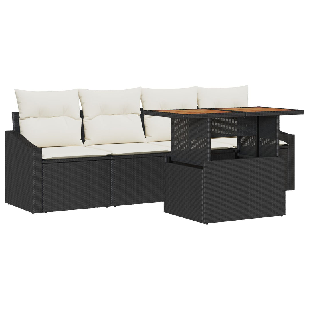 Have Sofa Sæt 5-Delt Sort og Creme Rattan, Polyester