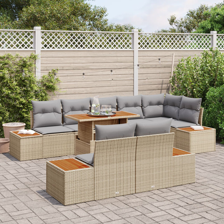 havensofa sæt 9 dele Beige, Grå Rattan, Polyester