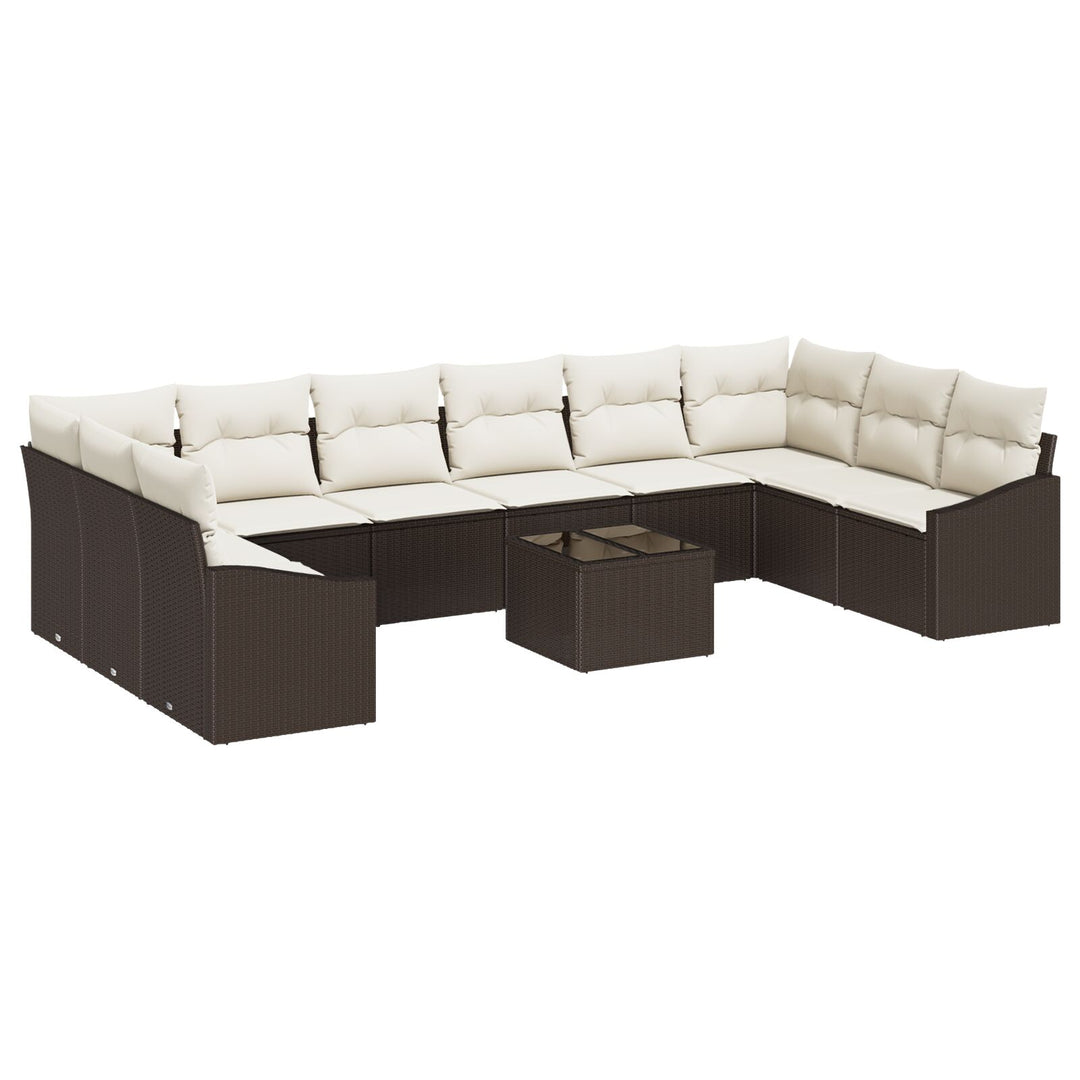 Have Sofa Sæt Sæt af 11 Beige Poly Rattan Have Sofa Rektangulær