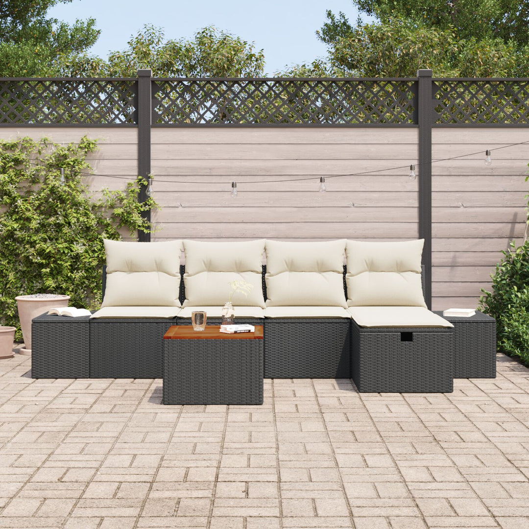 Have Sofa Sæt Sæt af 6 Beige og Sort Rattan, Polyester puder