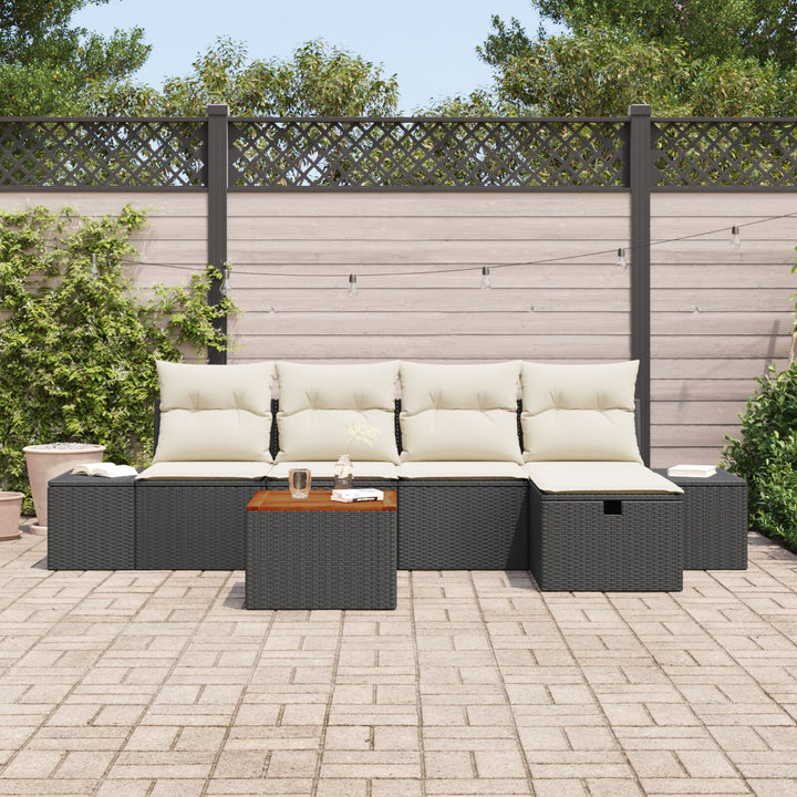 Have Sofa Sæt Sæt af 6 Beige og Sort Rattan, Polyester puder
