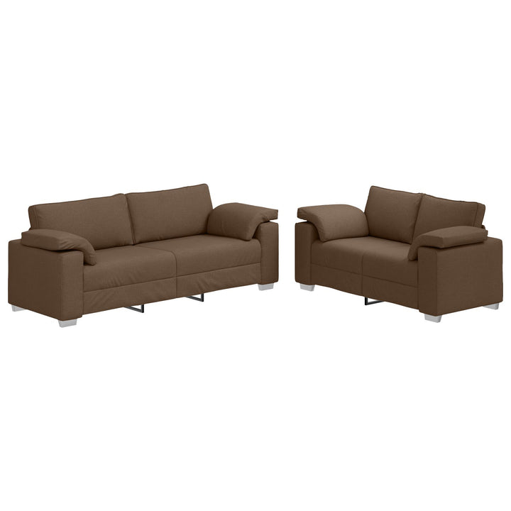 2 Personers Sofa Sæt med Puder Brun Stof