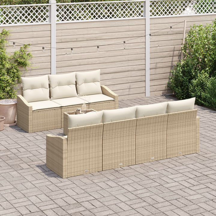 Have Sofa Sæt Sæt af 8 Beige Rattan, Polyester