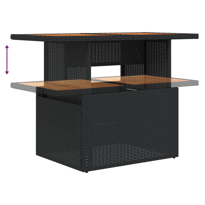 10 Del Have Dining Sæt med Puder Sort Poly Rattan Akacia
