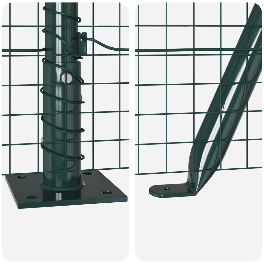 Welded Wire Fence med 7 Flangede Stolper Grøn 1,6x10 m Stål