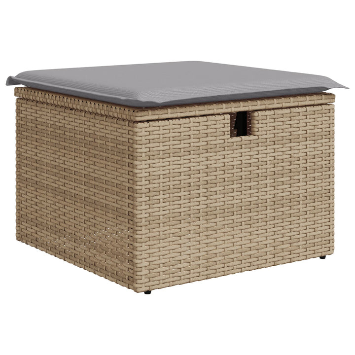 Havemøbel Sæt 7 dele Beige og Grå Poly Rattan og Polyester