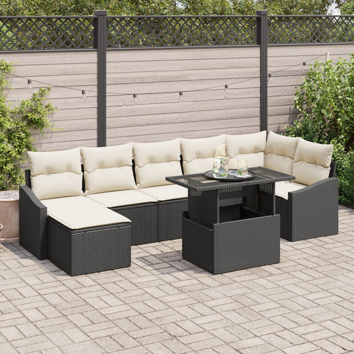Have Sofa Sæt Sæt af 8 Beige, Sort Rattan, Polyester, Metal