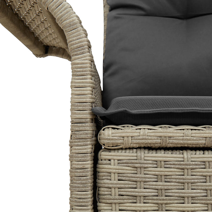 2-personers havensofa med puder lys grå poly rattan
