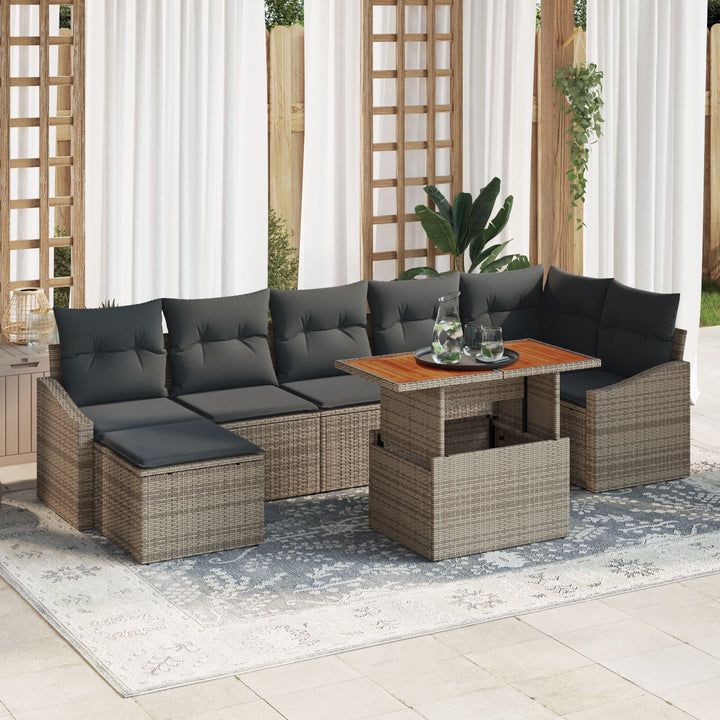 s 8-delte have sofa sæt med puder i grå poly rattan