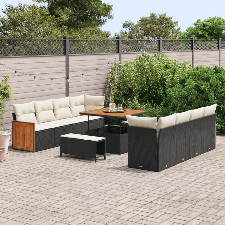 11-delt havensofa sæt med puder sort polyrattan akacietræ, vidaXL 2-personers havensofa med puder sort polyrattan, vidaXL 3-delt havemøbel sæt med puder sort polyrattan akacietræ