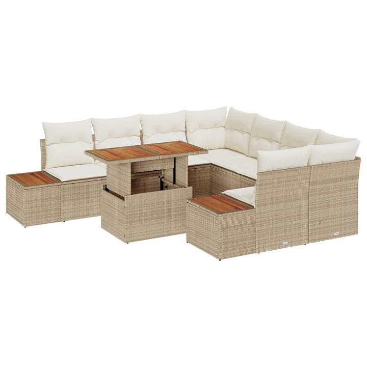 Have Sofa Sæt 9 Delt Beige Rattan Have Spisebordssæt